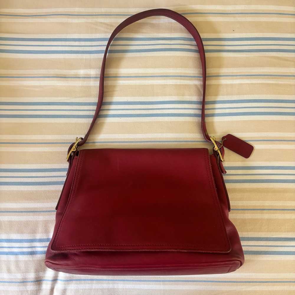 Authentic Coach Red Leather Shoulder Bag - a classic!